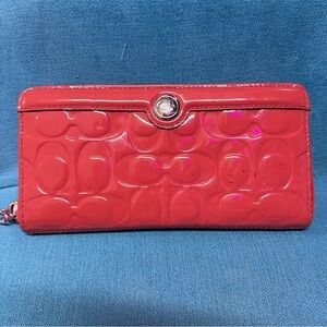 Coach Shiny Red Embossed Wallet